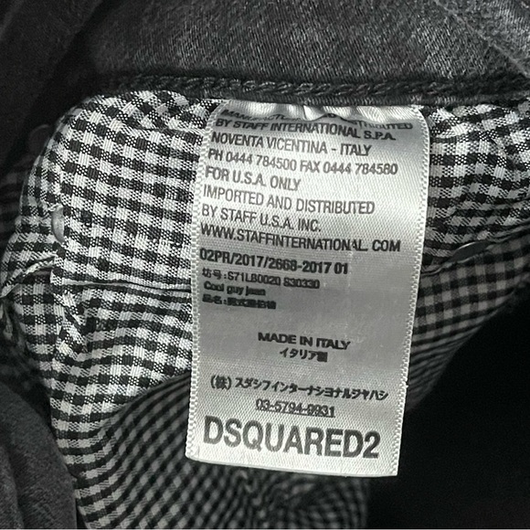 DSQUARED2 Jeans Mens 34x32 Cool Guy Slim Stretch Black Denim Made in Italy Rip - Picture 11 of 13